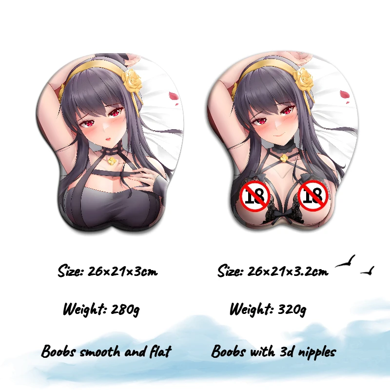 NSFW 3d Nipples SPY Yor Briar Nude Anime Sexy Mouse Pad with Wrist  Big Oppai Silicone Gel Mousepad