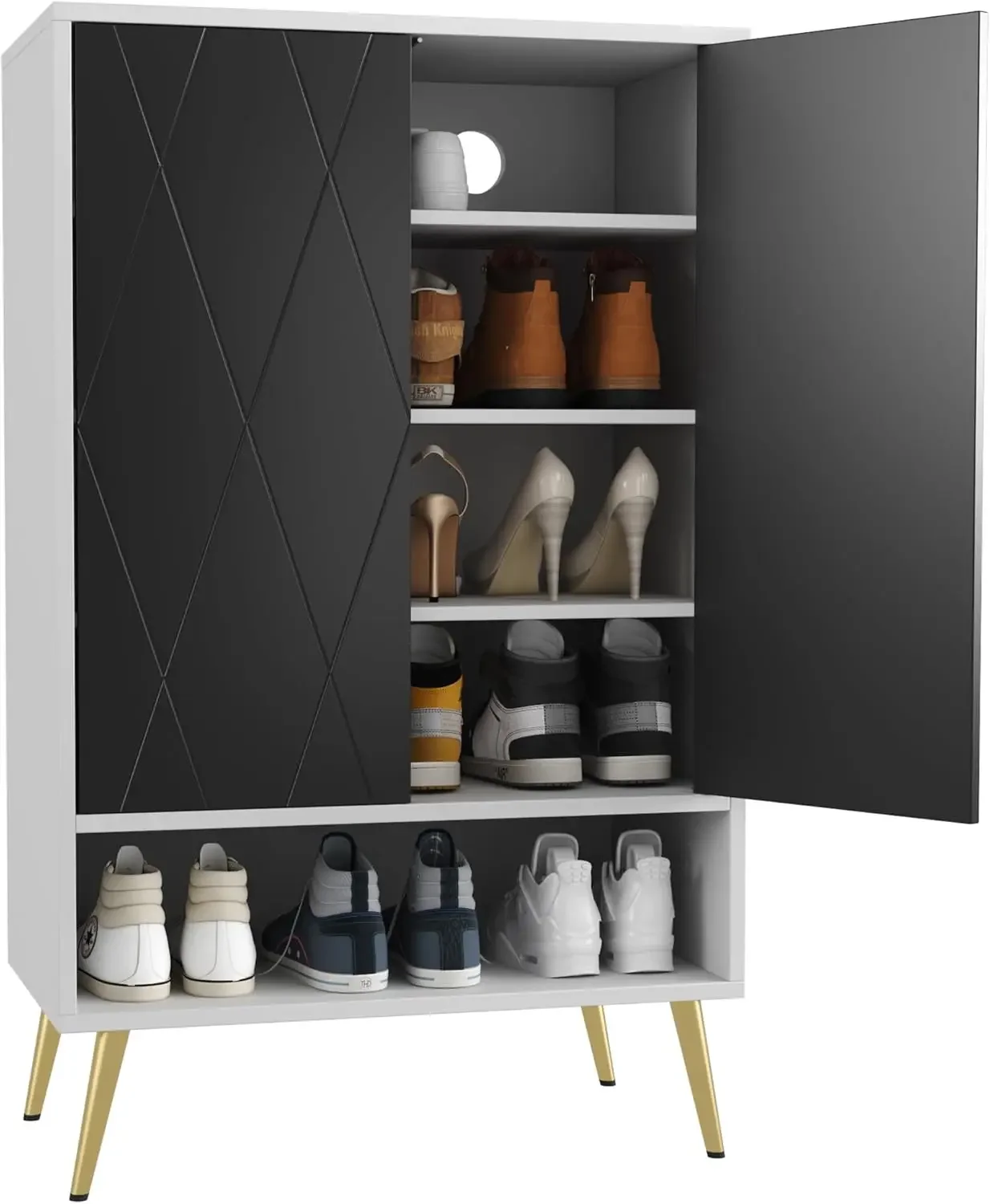 

Shoe Cabinet,15 Pairs Shoe Rack Organizer Cabinet,Black Shoe Storage Cabinet for Narrow Entryway Closet,6-Tier Modern NEW USA