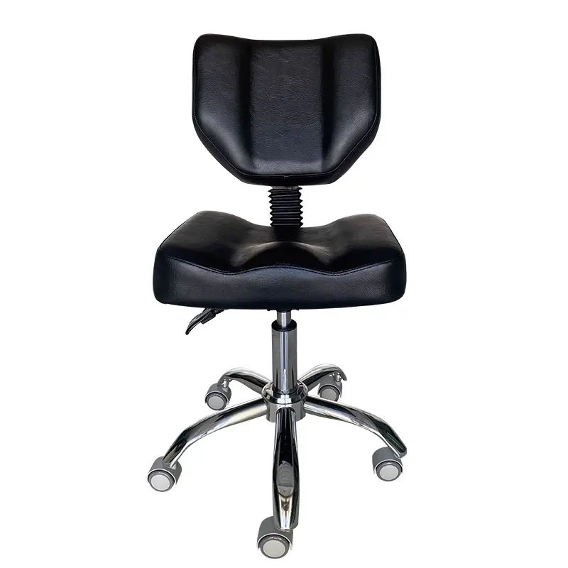 Customizable Black Leather Pedicure Rolling Stool Chair Reclining Master Dental Hair Beauty Barber Salon Seat Made Steel School