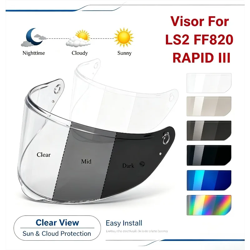 For FF820 Helmet Visor Replacement Parts of LS2 FF820 RAPID III Helmet Featuring Anti-fog Patch & Photochromic Sunshade Function