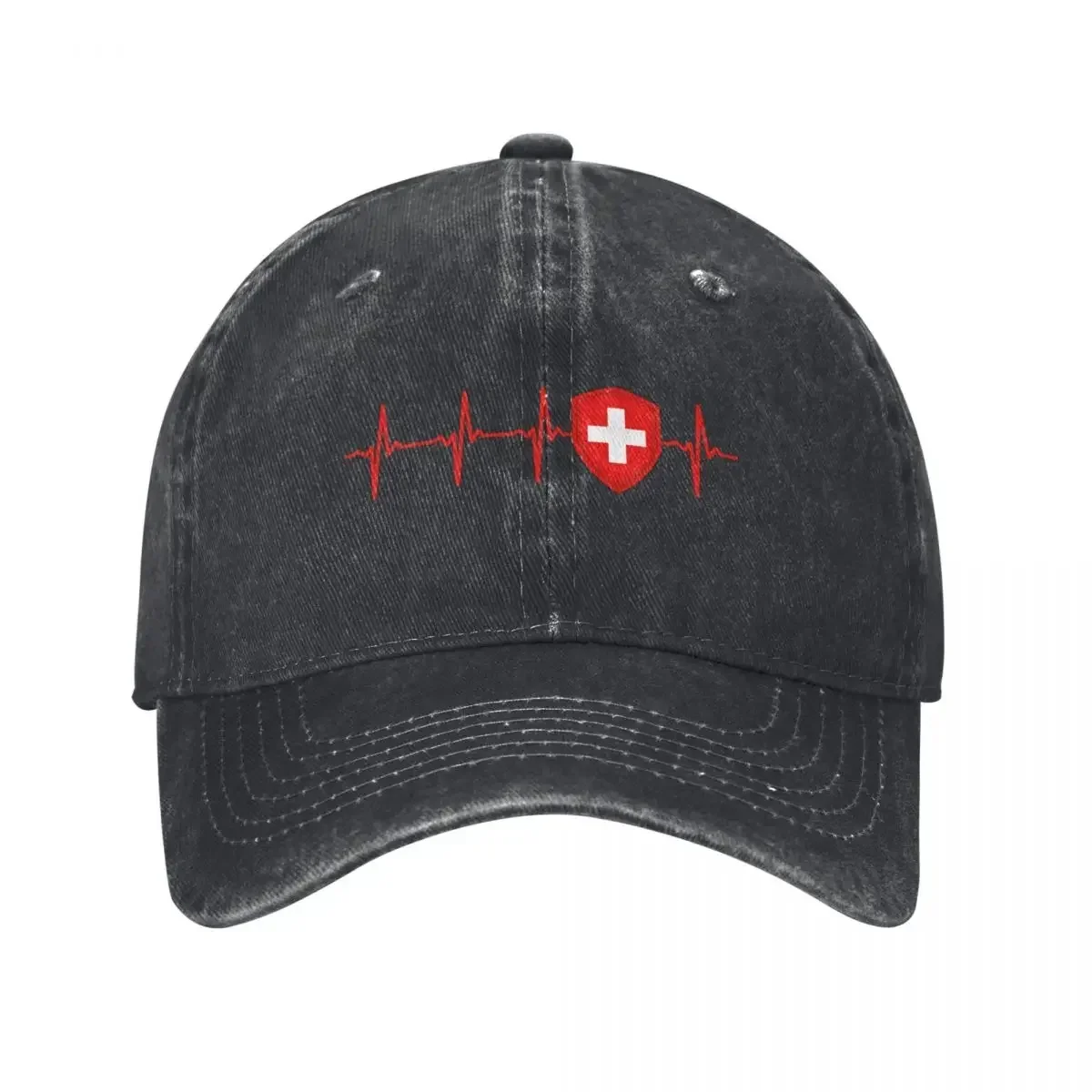 

SWITZELAND Heartbeat Flag Baseball Cap fun hats Hat Man Luxury Unique hats Hat Man For The Sun Women's Beach Men's