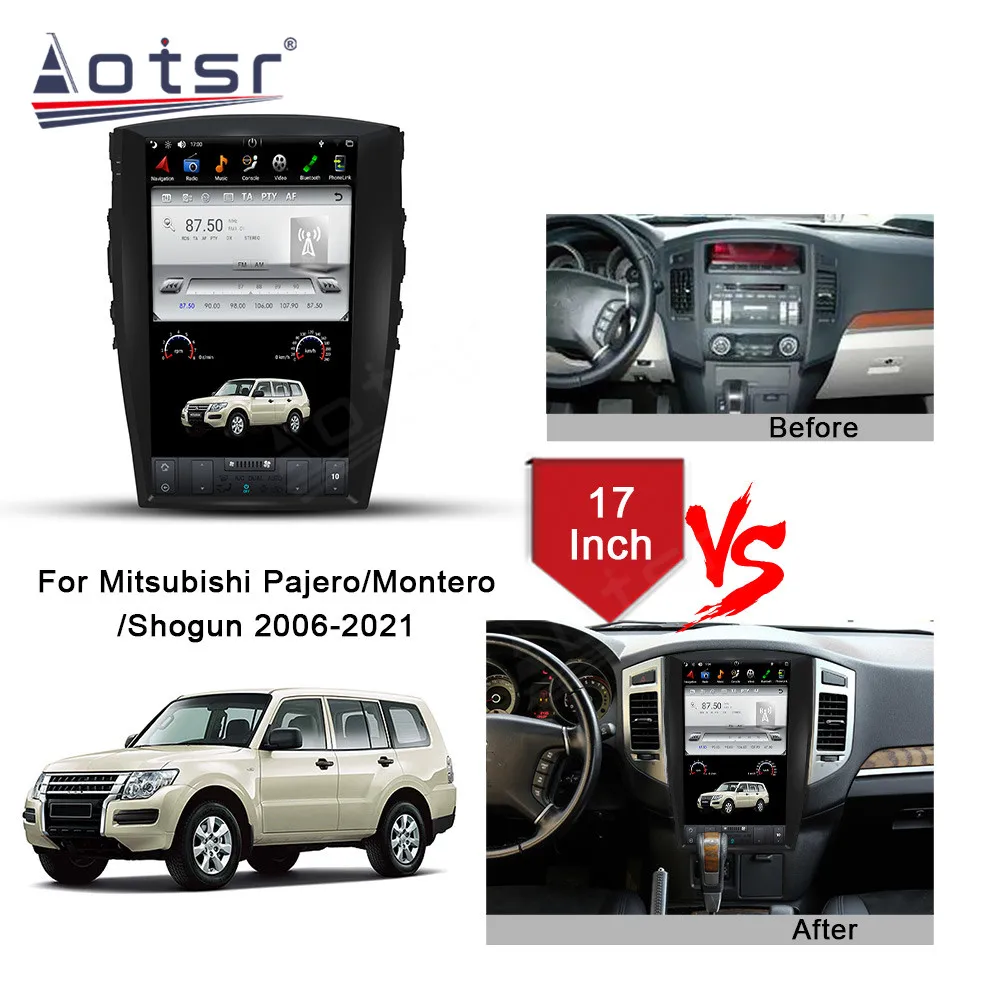 17 Inch Android 13 Car Radio CarPlay For Mitsubishi Pajero 2006 Touch Screen Multimedia Player GPS Navigation Head Unit DSP BT