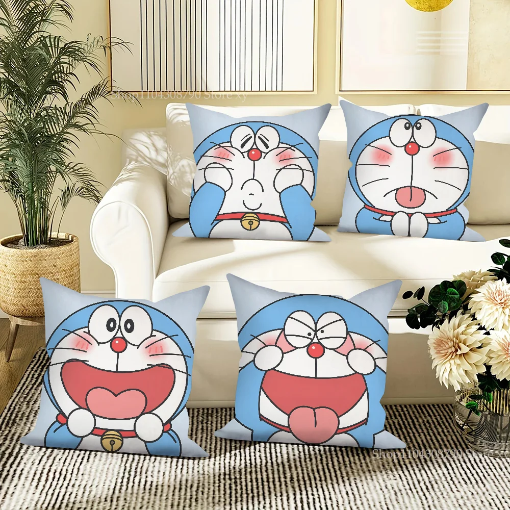 Cartoon D-Doraemon Pillow Case Fashion Square Pillowcase Bedroom Sofa Room Ins Decoration Leisure Cushion Cover 40x40