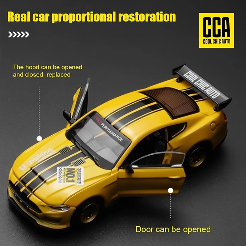 CCA a box of 1:42 Ford Mustang GT yellow can be modified alloy model toy racing car ornaments collection gift