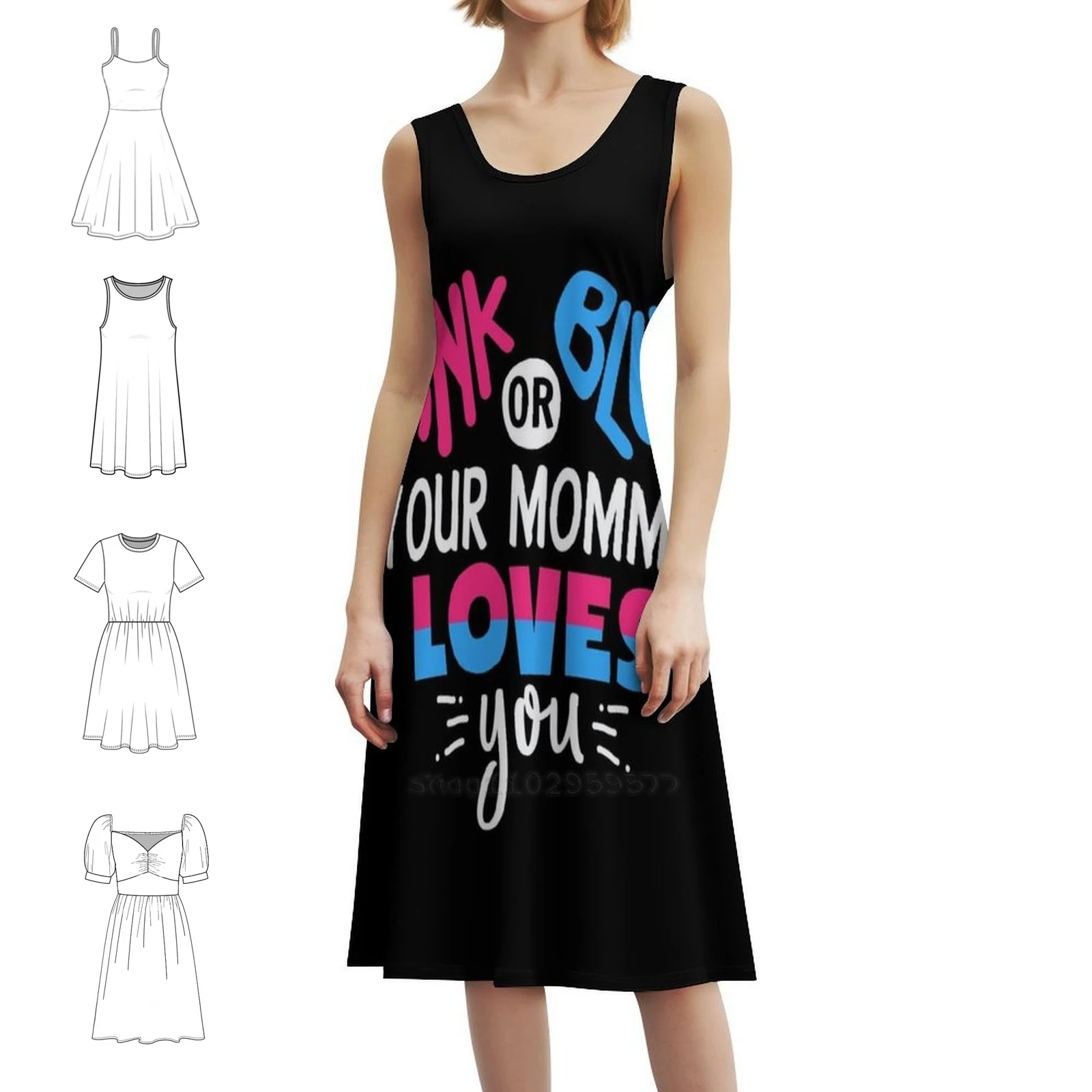 الوردي أو الأزرق أمك تحبك فستان قصير على طراز Preppy للنساء على شكل حرف a فضفاض مناسب فستان يوم غير رسمي أمي الأم الأم أمي ماما