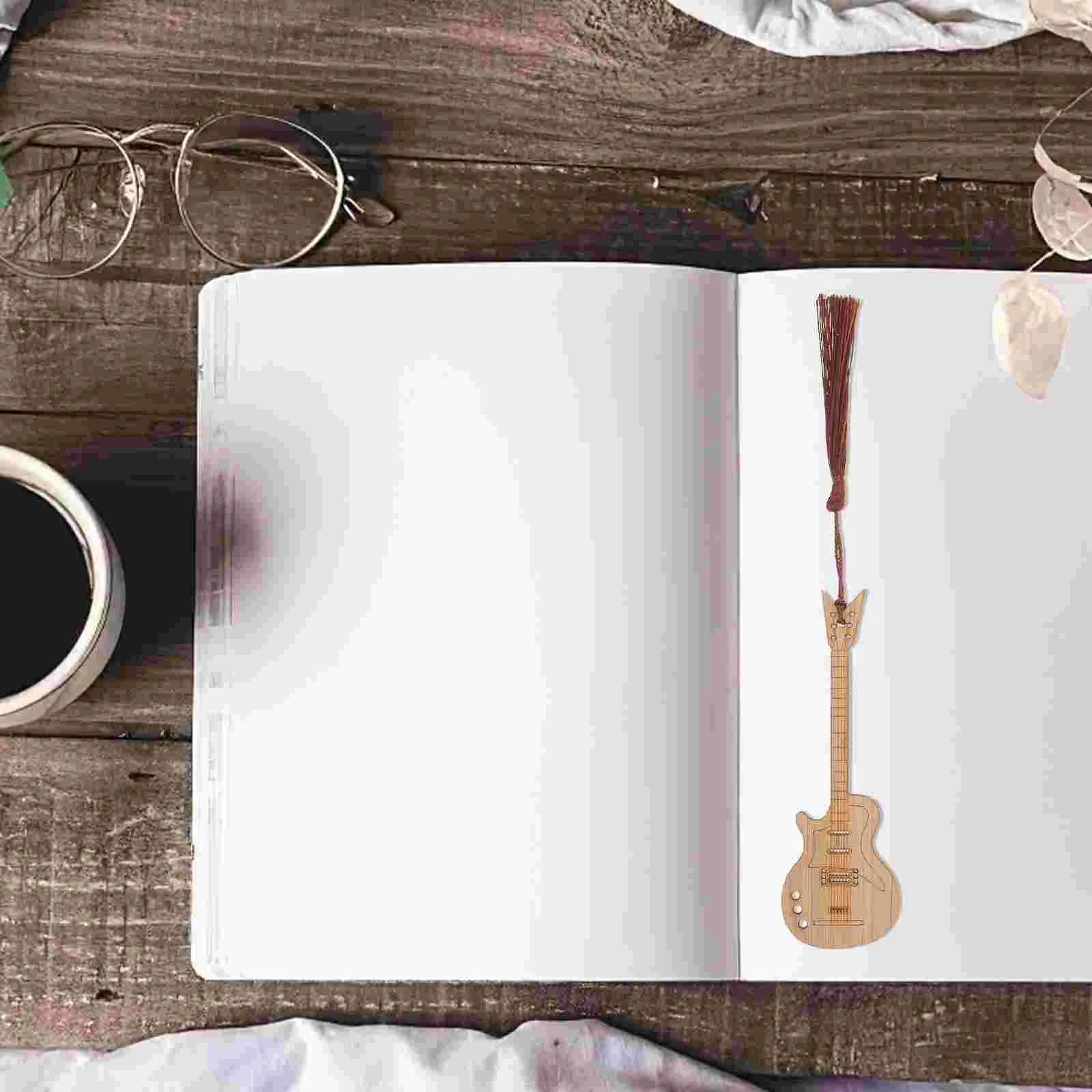 5 Pcs Retro Musical Instrument Bookmark Tassel Design Bookmarks Label Gifts Bamboo