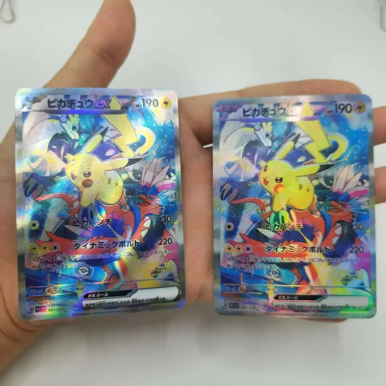 DIY Pokémon PTCG Japanese Pikachu EX Refractive Flashcard Two Types of Flashes Anime Peripheral Game Collection Card Gift