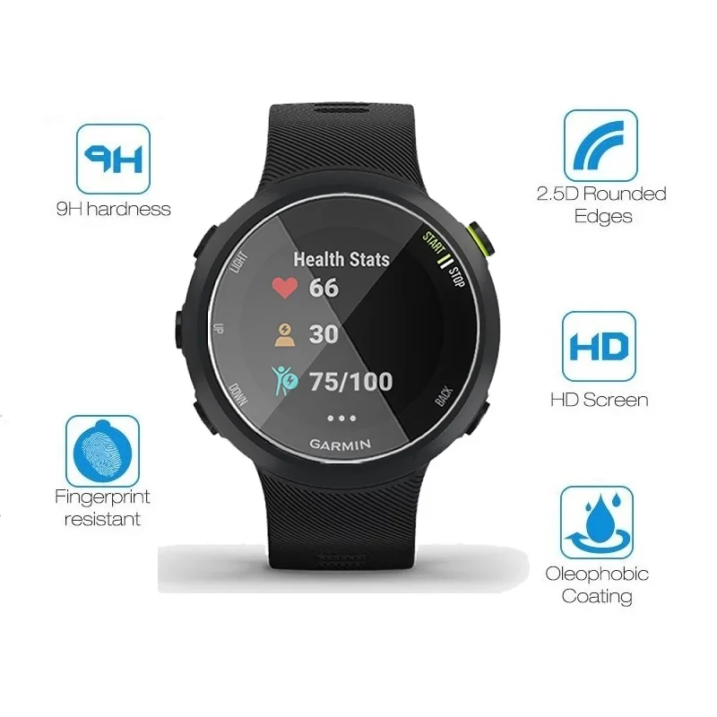 กระจกนิรภัยสำหรับ Garmin Forerunner 45 55 158ป้องกันหน้าจอสำหรับ Garmin Forerunner 45 55 158เคสโทรศัพท์แบบกระจกฟิล์มฟอยล์