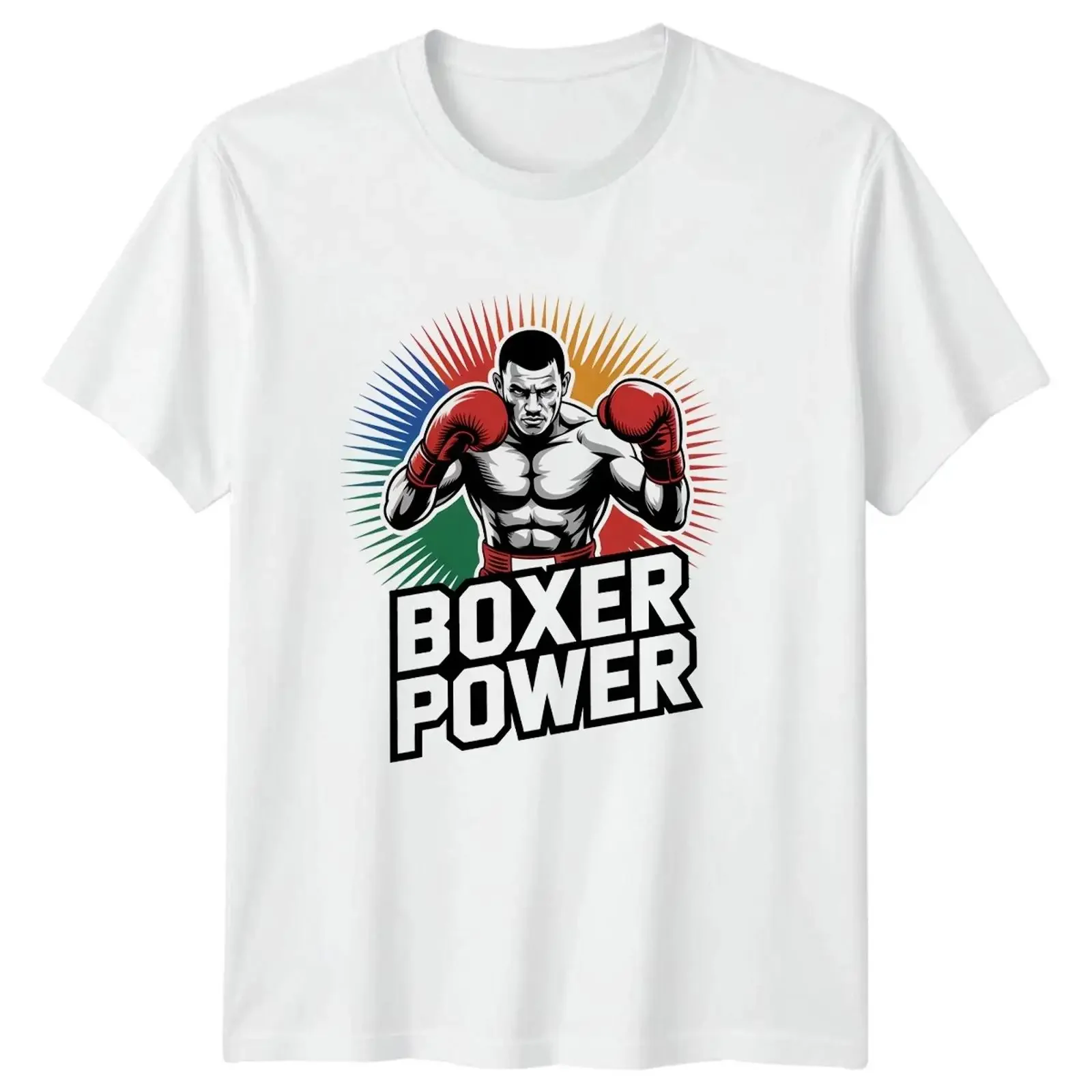 Boxer Power Herren T-Shirt Kampfsport Boxen Geschenk für Ihn Vintage Washed Stretched Soft Streetwear Lässig Vielseitig Stilvoll