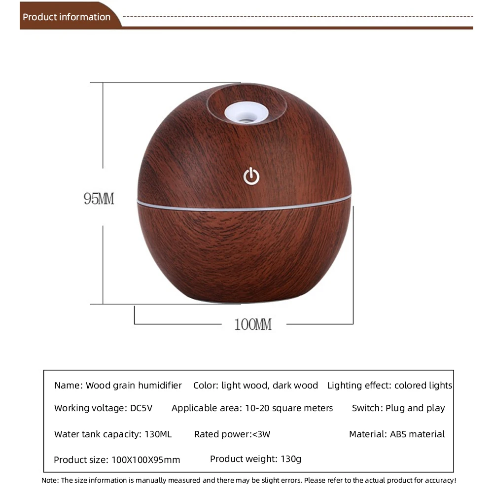 Compact 130ml Travel Humidifier  Space-Saving Design, USB Charging & Ambient Glow for /Car/Office