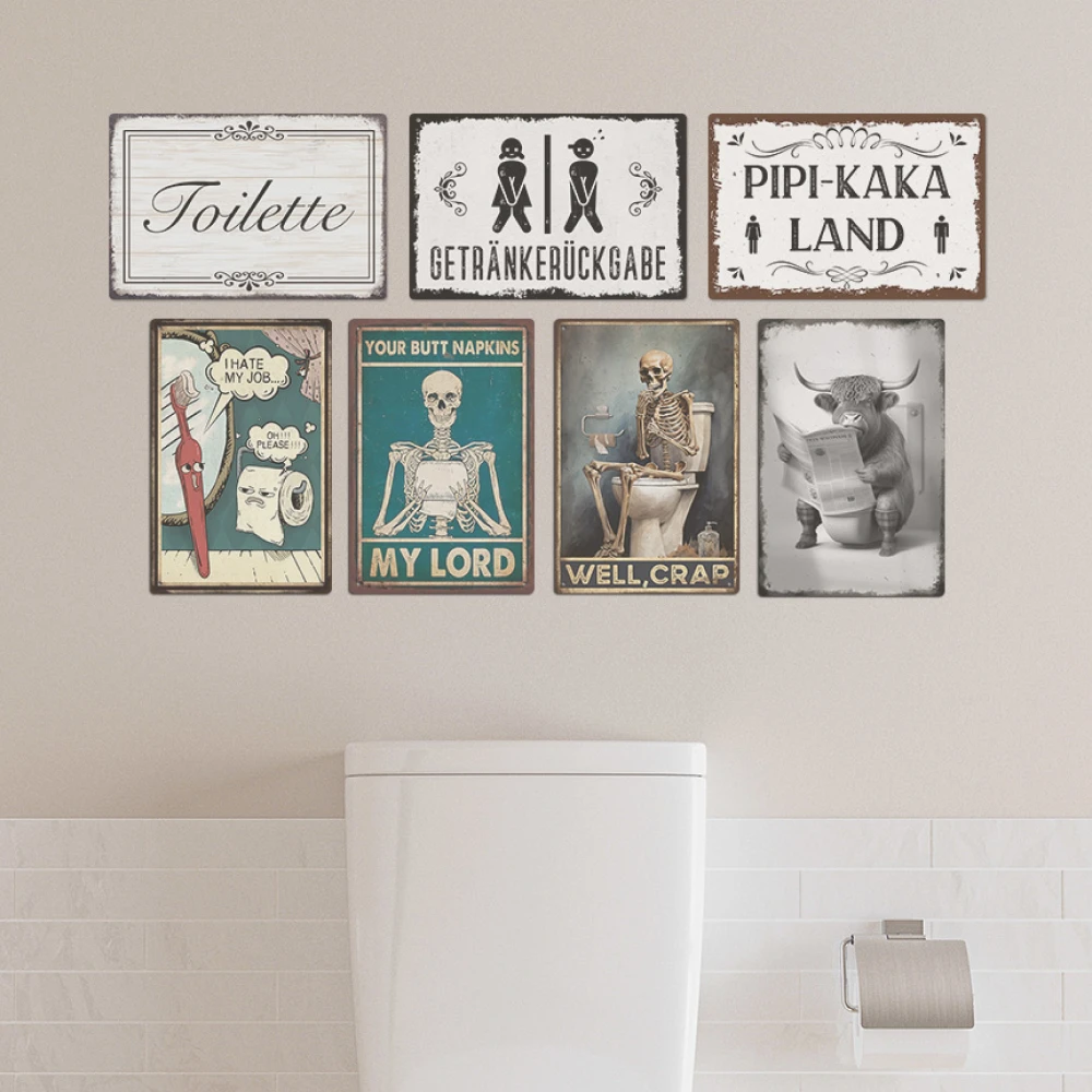 Putuo Decor Restroom Retro Tin Sign Vintage Bathroom Plaque Metal Plates Wall Art Posters Decoration for Toilet Iron Paintings — zdjęcie 6