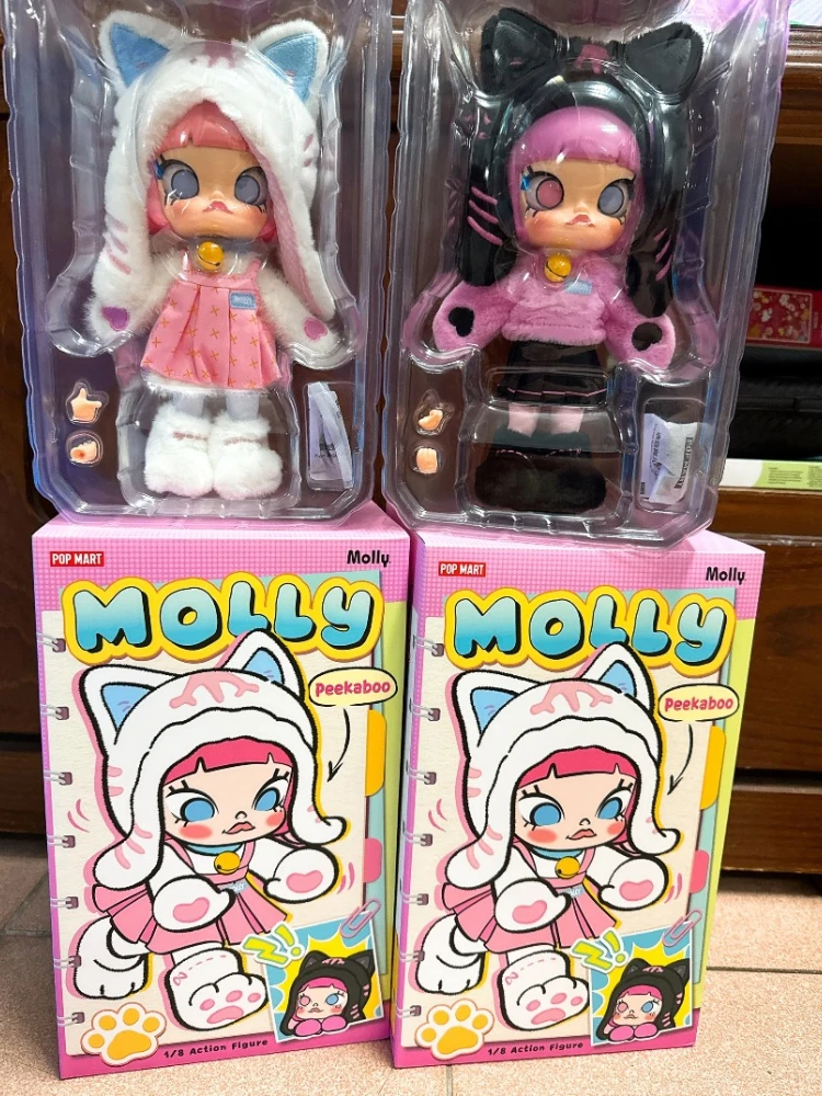 POPMART مولي بيكابو 1/8 سلسلة شخصيات الحركة صندوق أعمى ألعاب عصرية دمى تماثيل قطة سوداء ديكور المنزل نموذج سطح المكتب الهدايا