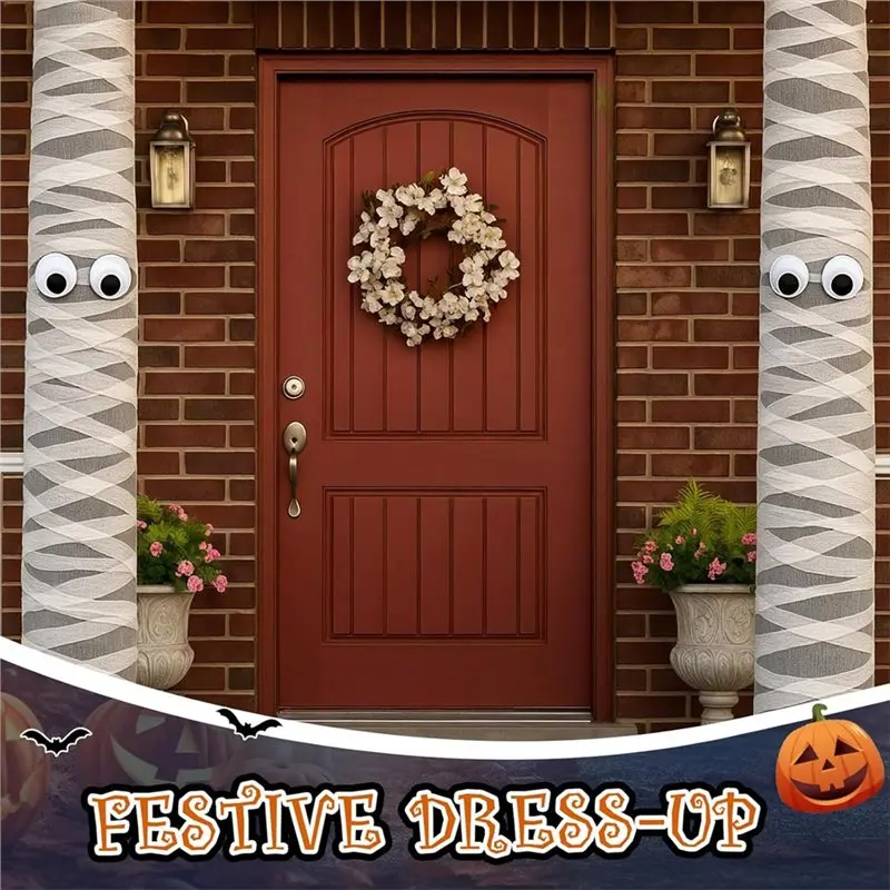 ชุดตกแต่งสวนฮาโลวีน BAAG สำหรับงาน DIY ประกอบด้วยผ้าพันแผลตาข่าย และสติกเกอร์ตาข่ายลายดวงตาสยองขวัญสำหรับต้นไม้