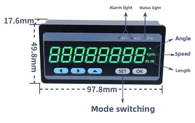Sensore encoder assoluto misurazione angolo lunghezza velocità RS485 misuratore di memoria spegnimento schermo digitale