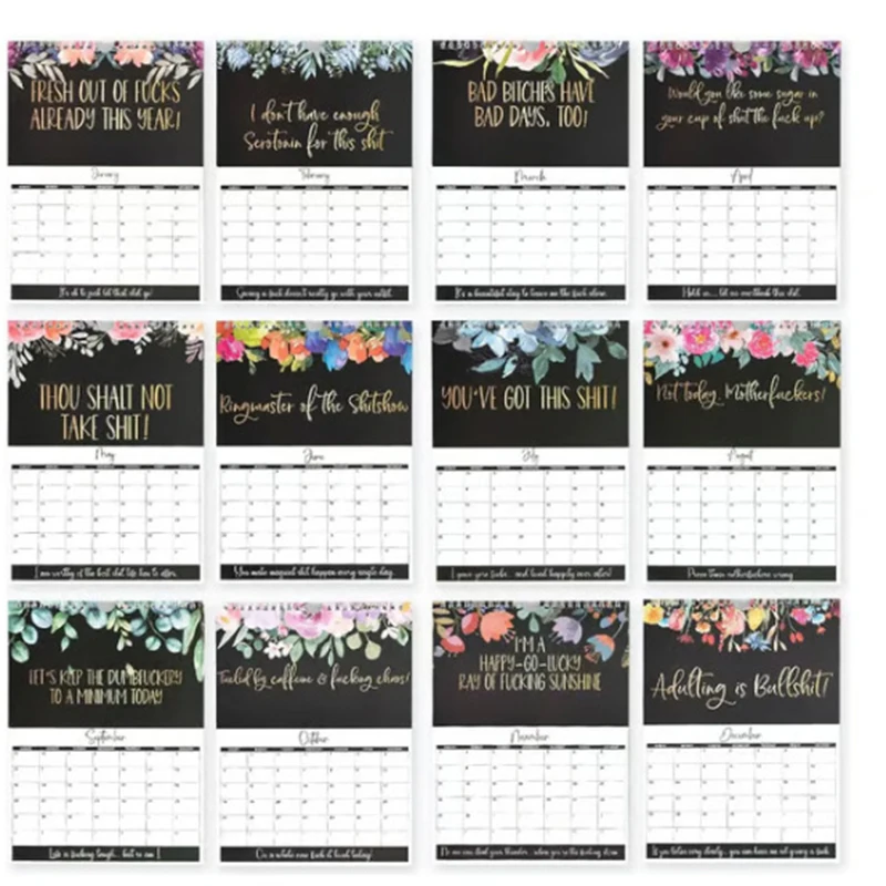 Calendrier mural 2026 pour femmes, mot de cul fatigué, Version anglaise pour décoration de bureau et de maison