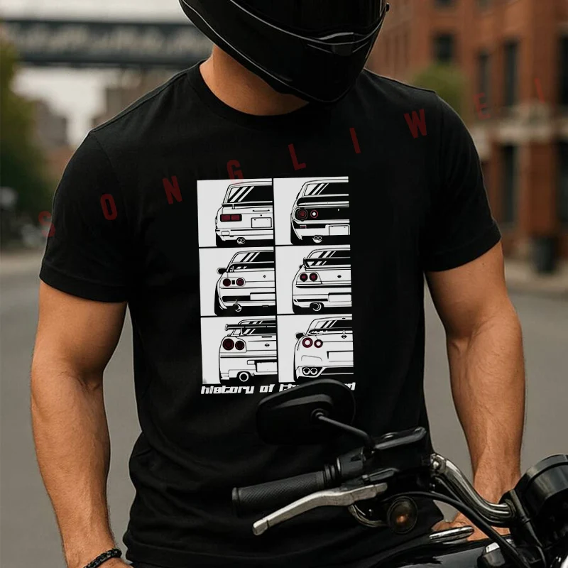 

Men T-Shirt GTR Skyline History Cars Motors Japan Jdm Datsun Cotton Tees Moto O-neck Short Sleeve T Shirt Fashion Tshirt