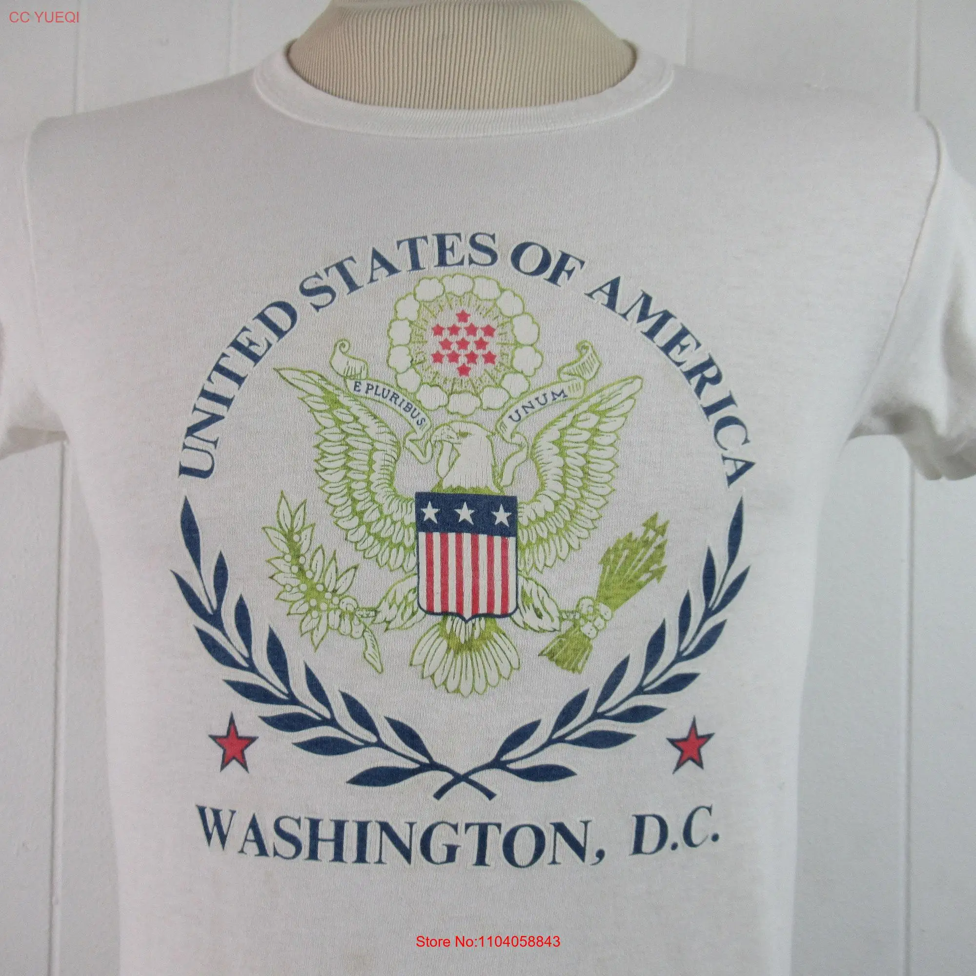 Vintage T Shirt 1980s Washington D C United States of America USA clothing size small long or short sleeves