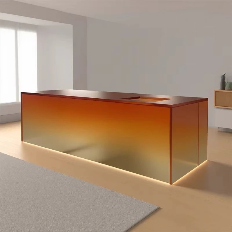 fb-Direct Sale Luxury Thickened Matte Acrylic Bar Counter Multi-functional Sturdy Acrylic Long Reception Counter