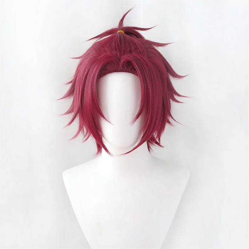 Isara Mao Anime Ensemble Stars Cosplay Wigs Short Red Styled Heat Resistant Synthetic Hair Wig Free Wig Cap