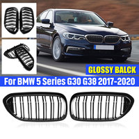 Glossy Black Car Front Kidney Grille Grill For BMW 5 Series M5 G30 G31 G38 520i 530i 540i 2017-2020 2-Slat Front Bumper Grill