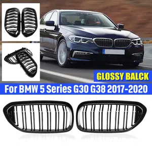 Front Black Black Black Grid, 2-slat, BMW 5, M5, G30, G31, G38, 520i, 530i, 540i, 2017-2020 6 Sales Sales Black Grid - №4