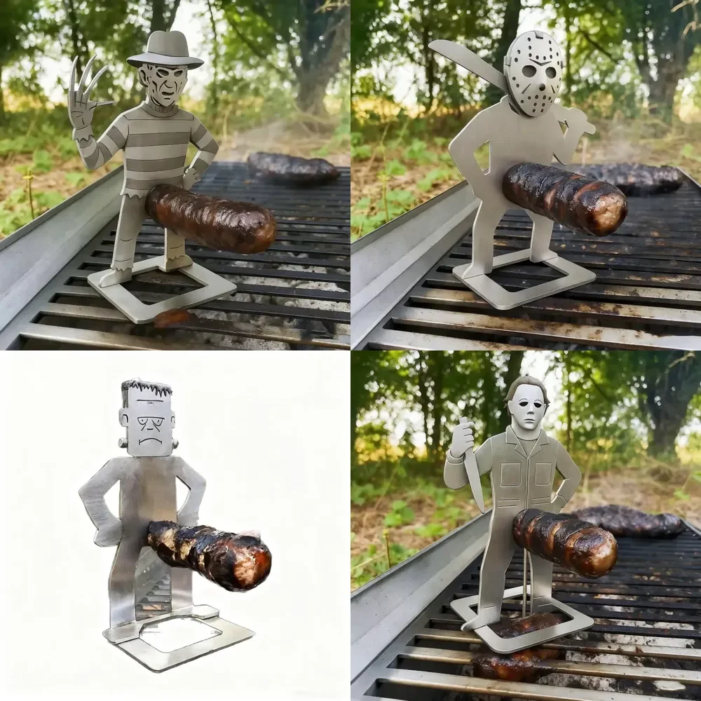 WAP01 New Outdoor Stainless Steel BBQ Accessories Human-Shaped Sausage Roasting Holder for Outdoor Barbecues