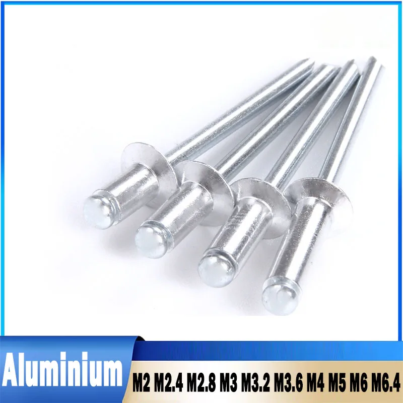 M2.4 M2.8 M3 M3.2 M3.6 M4 M5 M6.4 Aluminium Rivets Dome Head Pop Rivets for Aluminium Sheet Steel Mandrel Exhaust Rivets