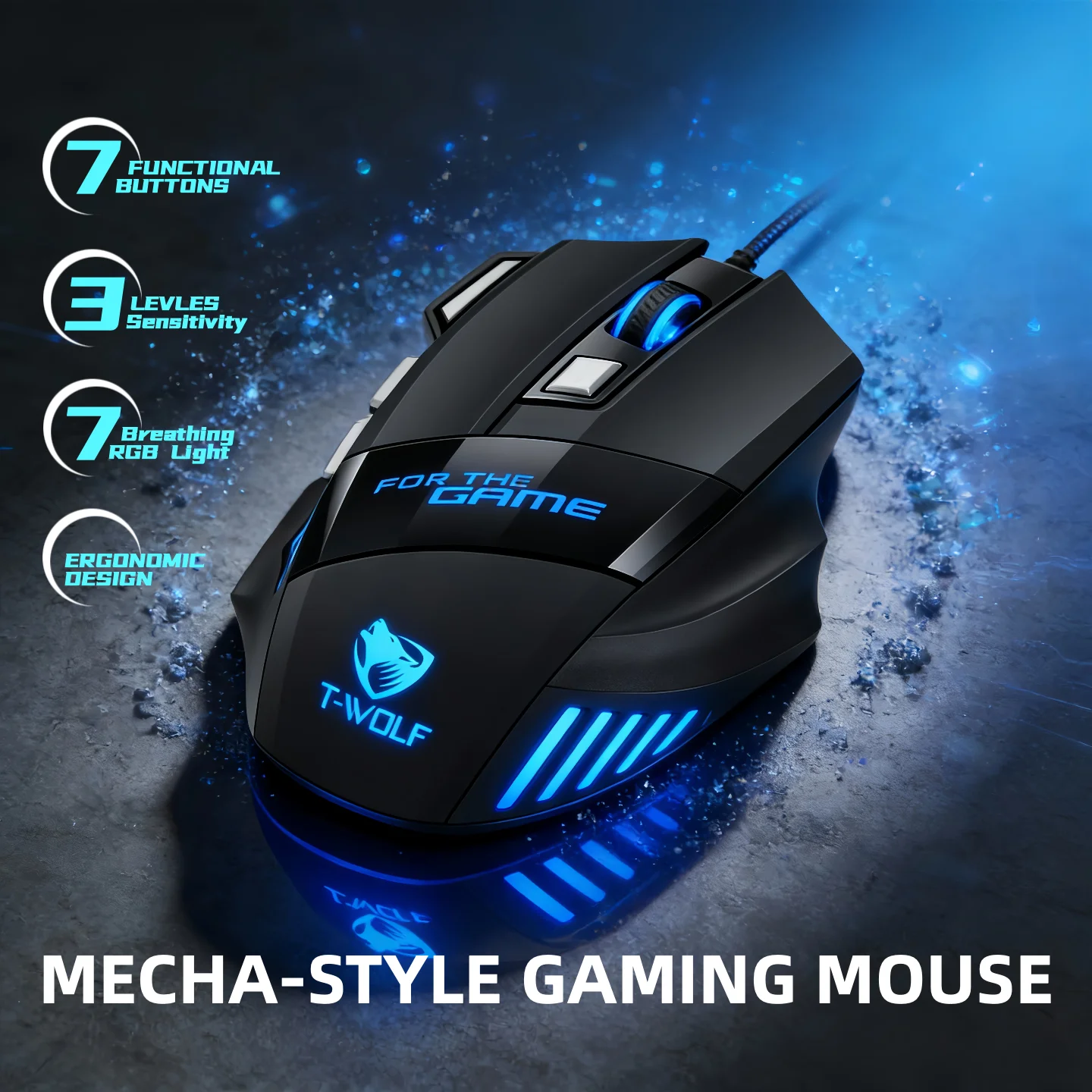 Wired RGB Gaming Mouse 6 Button Optical Adjustable DPI  Ergonomic Ambidextrous Metal Base Backlit Budget  Gaming Mouse for PC Laptop Desktop Gamer Office