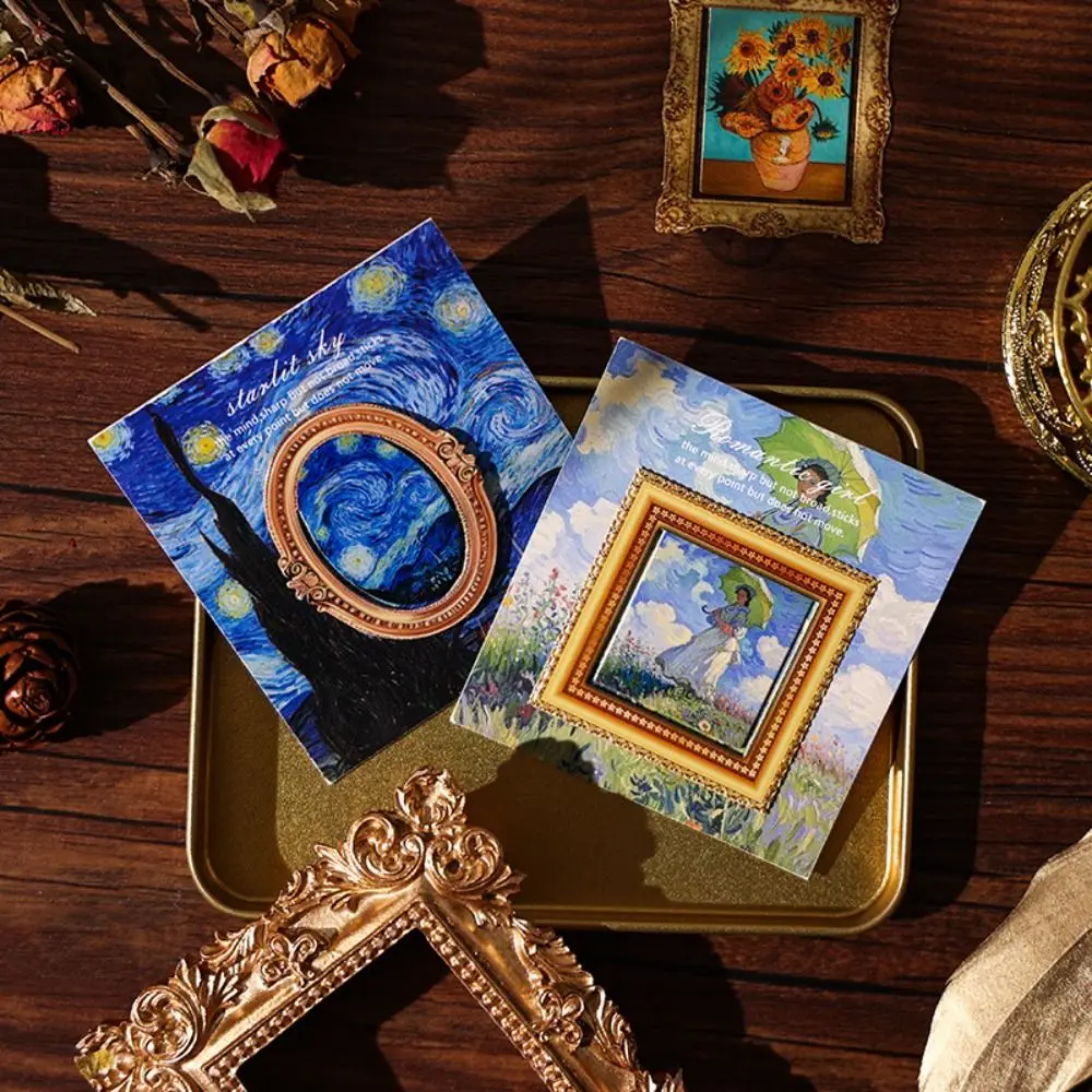 Page-friendly Metal Bookmark Famous Painting Art Frame Page Marker Hollowed-out Metal Page Clip Reading Lovers