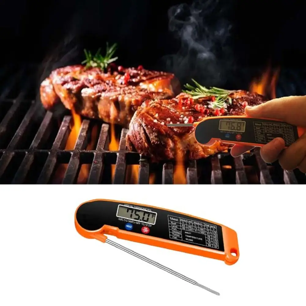 Foldable Digital Food Thermometer Units Convertible Electronic BBQ Temperature Gauge Small Error Precise Liquid Thermometer