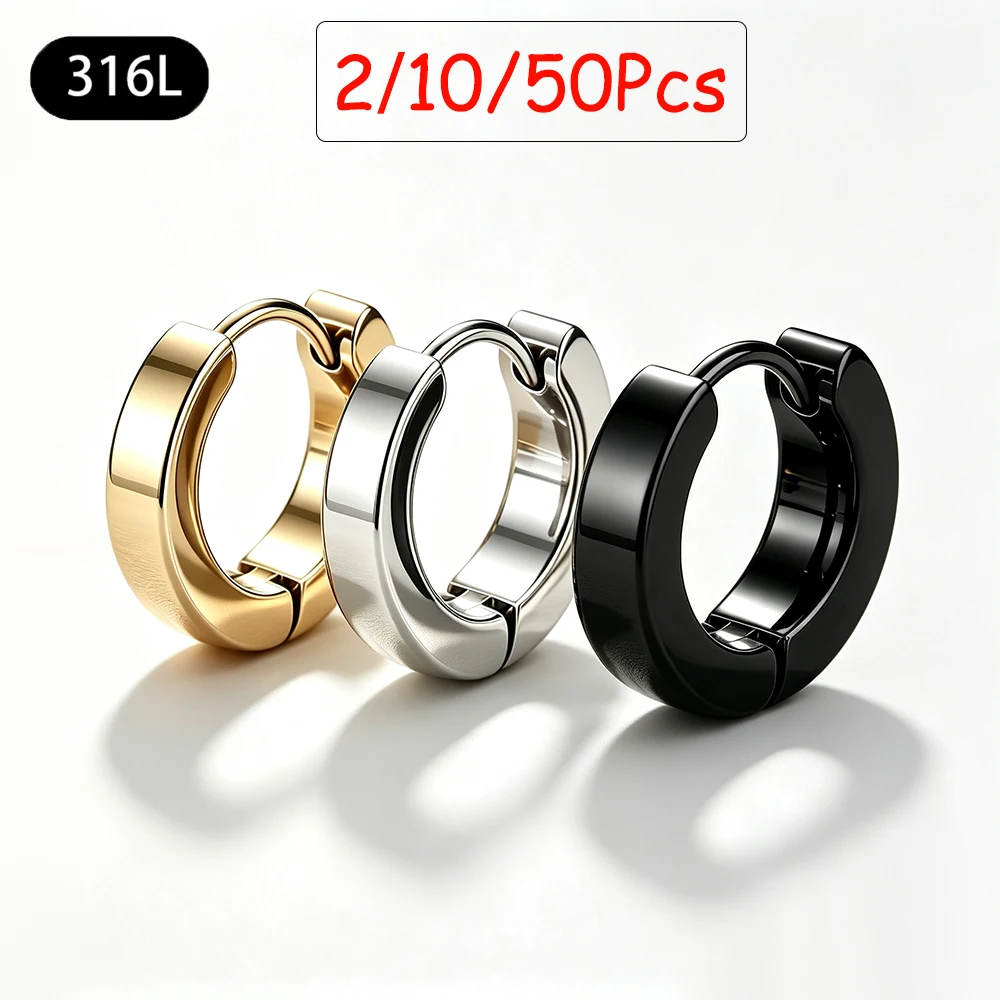 2/10/50 Stück Edelstahl-Piercing-Creolen für Frauen, Klappbare Segment-Creolen, Minimalistische Helix-Knorpel-Ohrringe, Körperschmuck