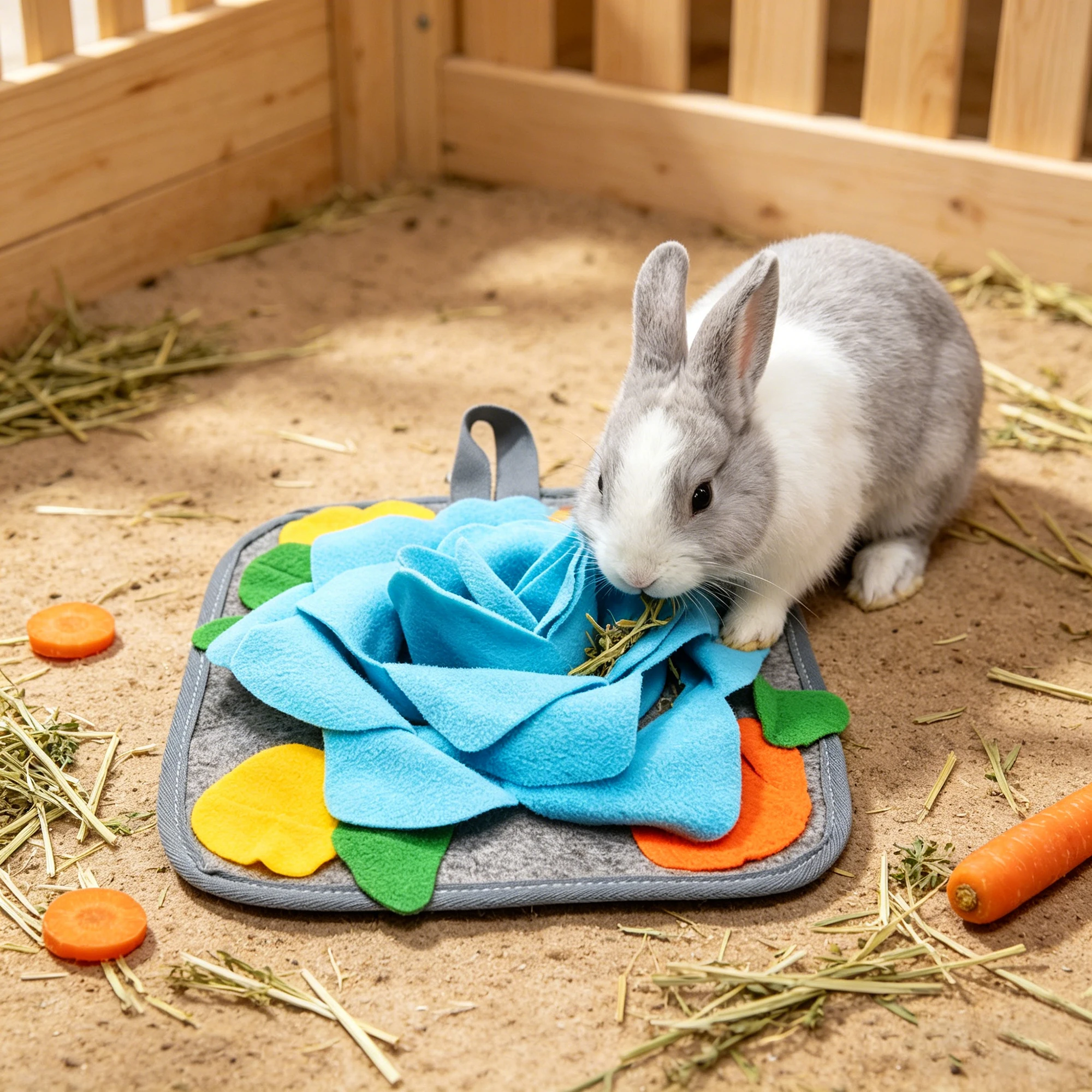 Alfombrilla olfativa para conejos y animales pequeños – Juguete interactivo para estimular el olfato, alfombrilla de ali