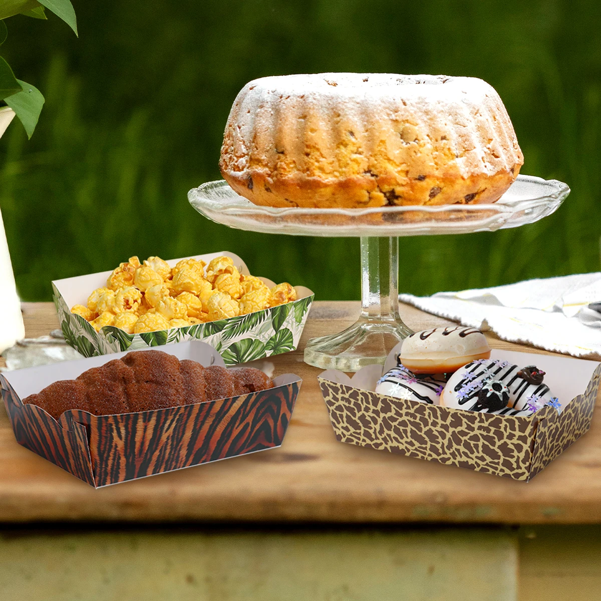 Jungle Animal Party Supplies Mini Snack Trays Leopard Print Paper Food Trays Safari Theme Birthday Party Decorations Baby Shower