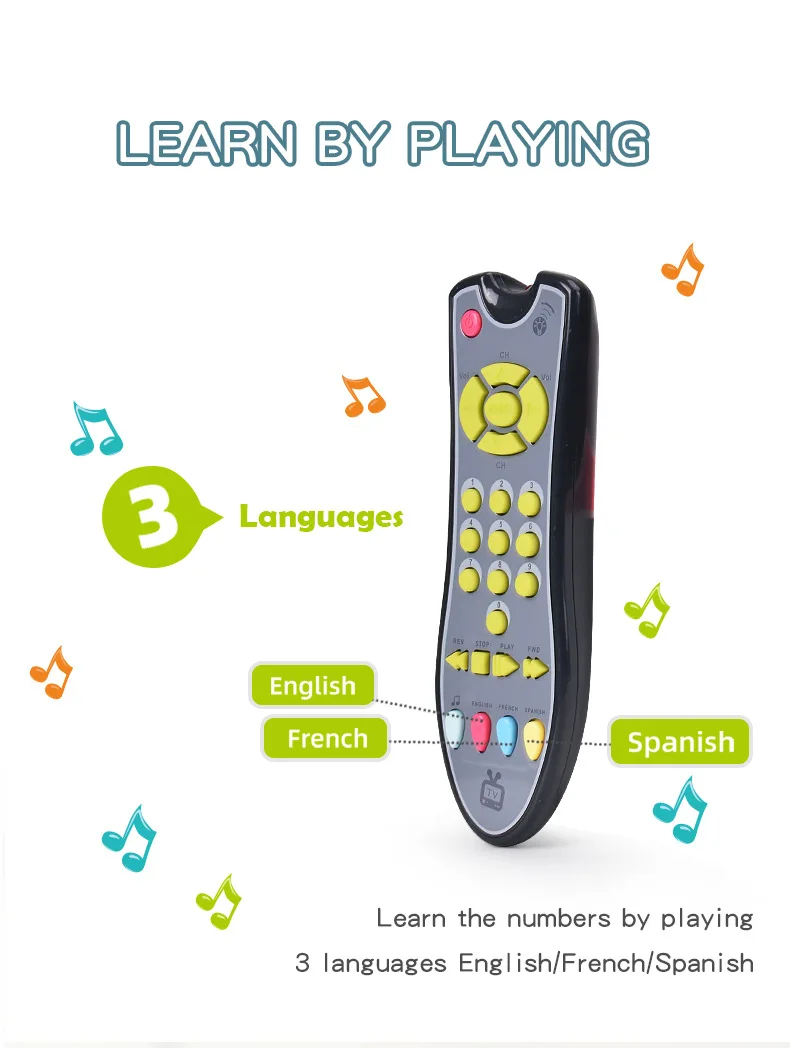 Kids Puzzle Toys Simulation TV Remote Control Children Music English Learning Remote Control Early Kids Learning Cognitive Toys