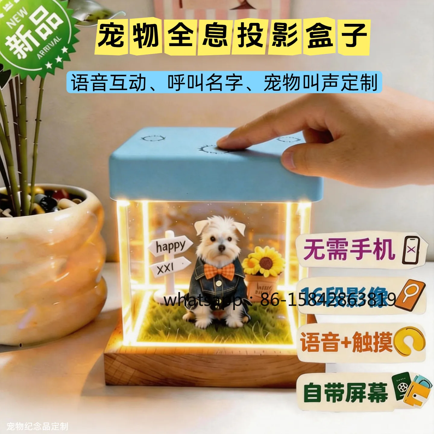Pet Holographic Projection Box, Digital House, Customized 3D Three-dimensional AI for Cat and Dog Death Souvenirs.