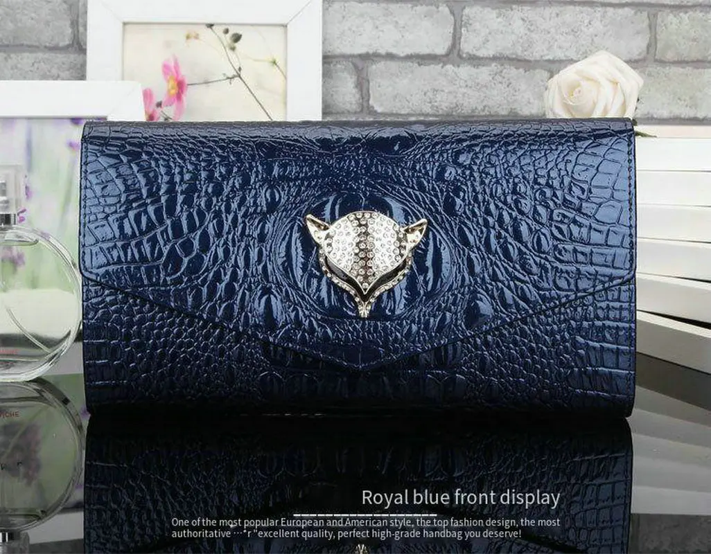 Luxury Designer Genuine Leather Cowhide Women Bag Single Shoulder Sling Chain Crocodile Grain Flip Cover Evening Clutch Handbag