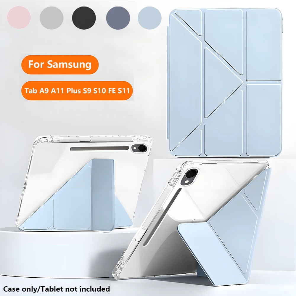 Y-Fold Multi-Angle Stand Clear case For Samsung Galaxy Tab A9/A11/A9 Plus/A11 Plus/S9/S9 FE/S10 FE/S10 Lite/S11 Built-in S Pen