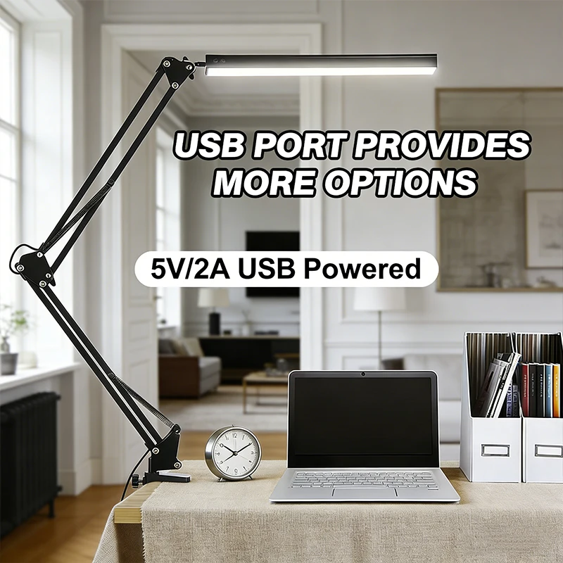 

Новая светодиодная настольная лампа с креплением-прищепкой и поворотным кронштейном, регулируемая по яркости, с защитой для глаз, 10 уровней яркости, 3 режима освещения