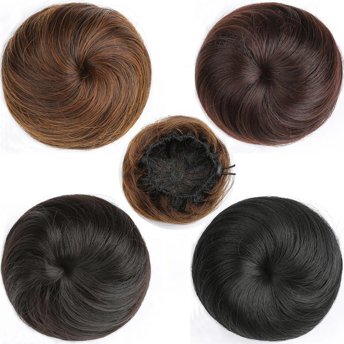 Synthetic Drawstring Bun Small And Natural For Women Ponytail Hair accessories donut Chignon Hair extension