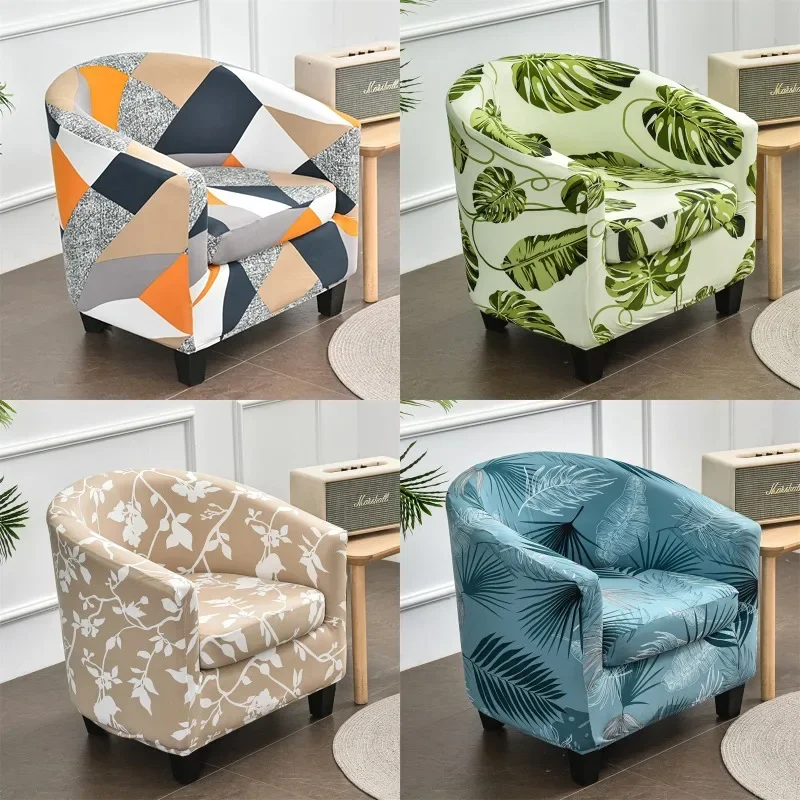 Elastic Club Sofa Cover Geometric Split Style Tub Chair Slipcover Stretch Spandex Couch Armchair Covers with Cushion Cover Home