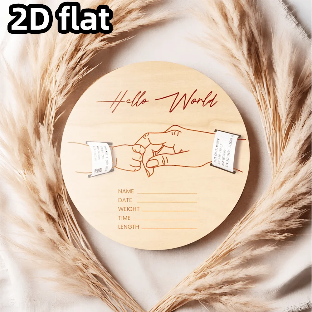 حامل سوار مستشفى الطفل الخشبي المقطوع بالليزر عنصر واحد، تذكار لحديثي الولادة منقوش شخصيًا، هدية ميلاد مخصصة للأم