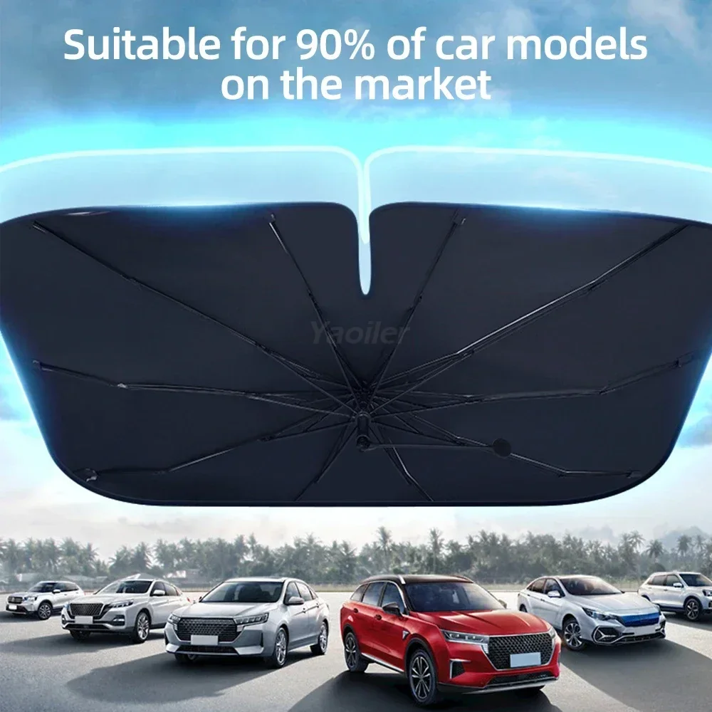 Verbesserter Auto-Windschutzscheiben-Sonnenschutz-Schirm mit 360°-Drehfunktion ° Drehbarer, faltbarer Griff, schützt das Auto vor Sonnenstrahlen und Hitzeschäden, hält es kühl