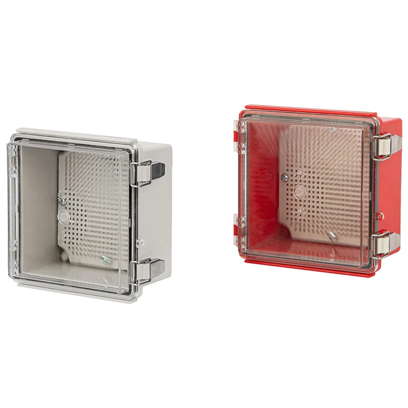 Gesp Junction Box IP67 Waterdichte Elektrische Scharnierende Clear Cover Rvs Klink Plastic Project Behuizing Montageplaat