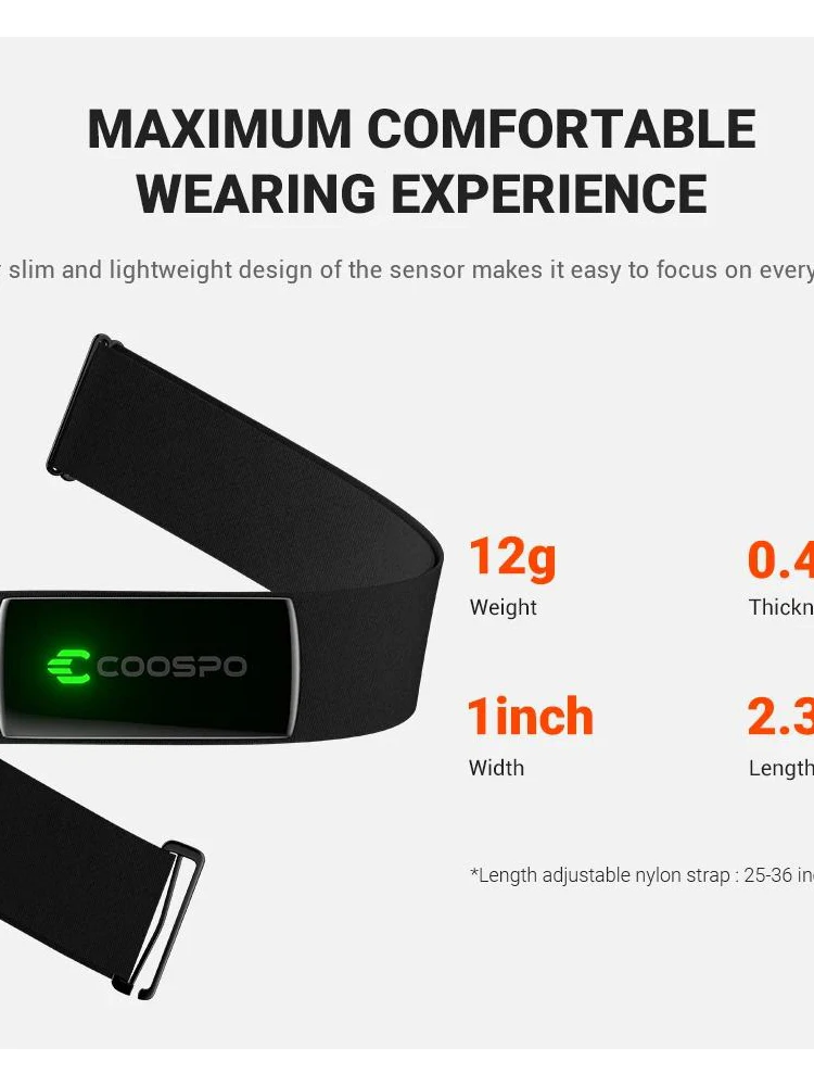 AliExpress COOSPO H9Z Rechargeable Heart Rate Monitor Chest Strap Bluetooth5.0 ANT+ HR Sensor HRM IP67Use For Garmin/Wahoo/Zwift Waterproof