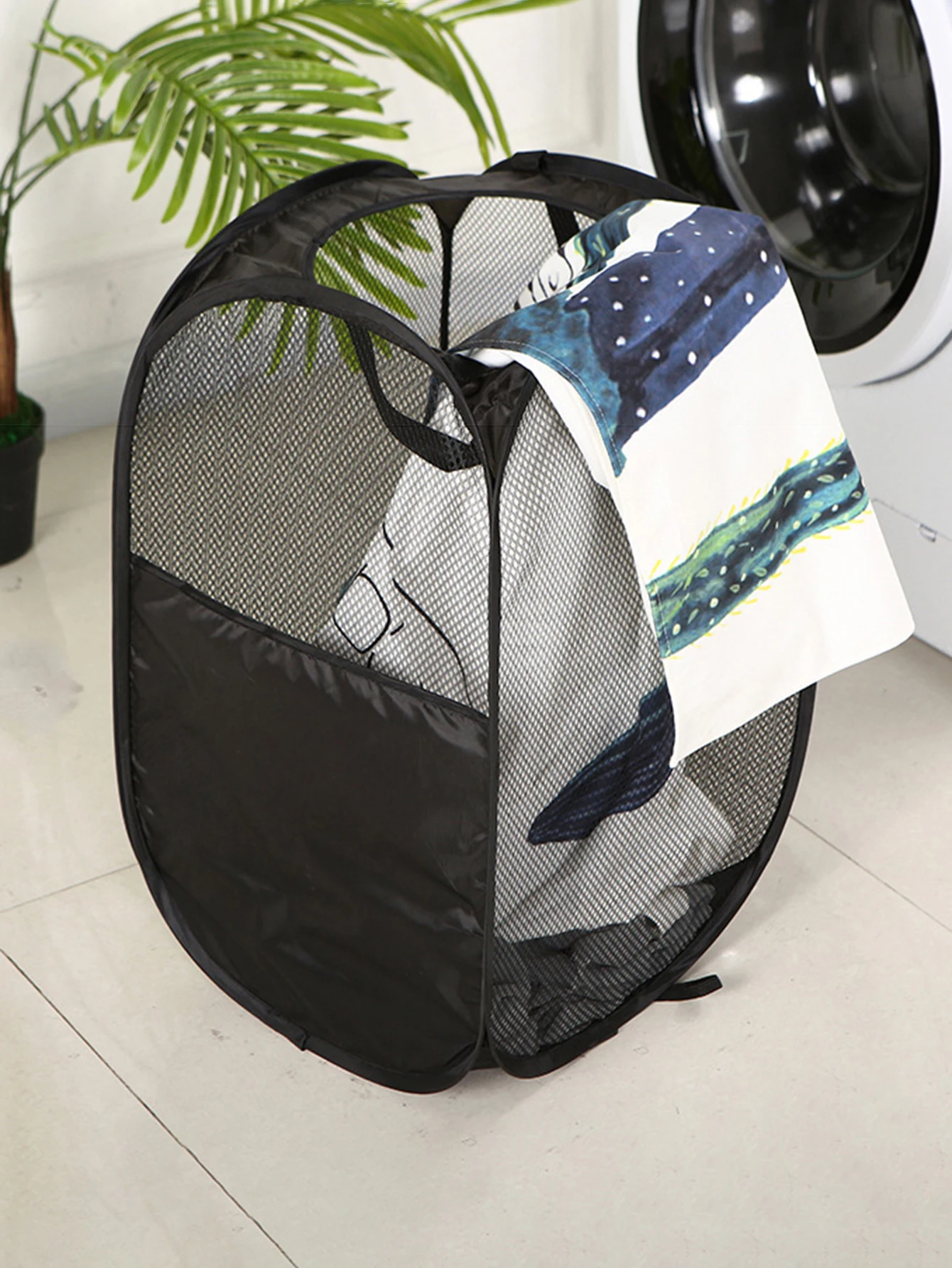 Large Capacity Dirty Clothes Basket Storage Bucket Mesh Bathroom Portable Foldable Dirty Clothes Basket