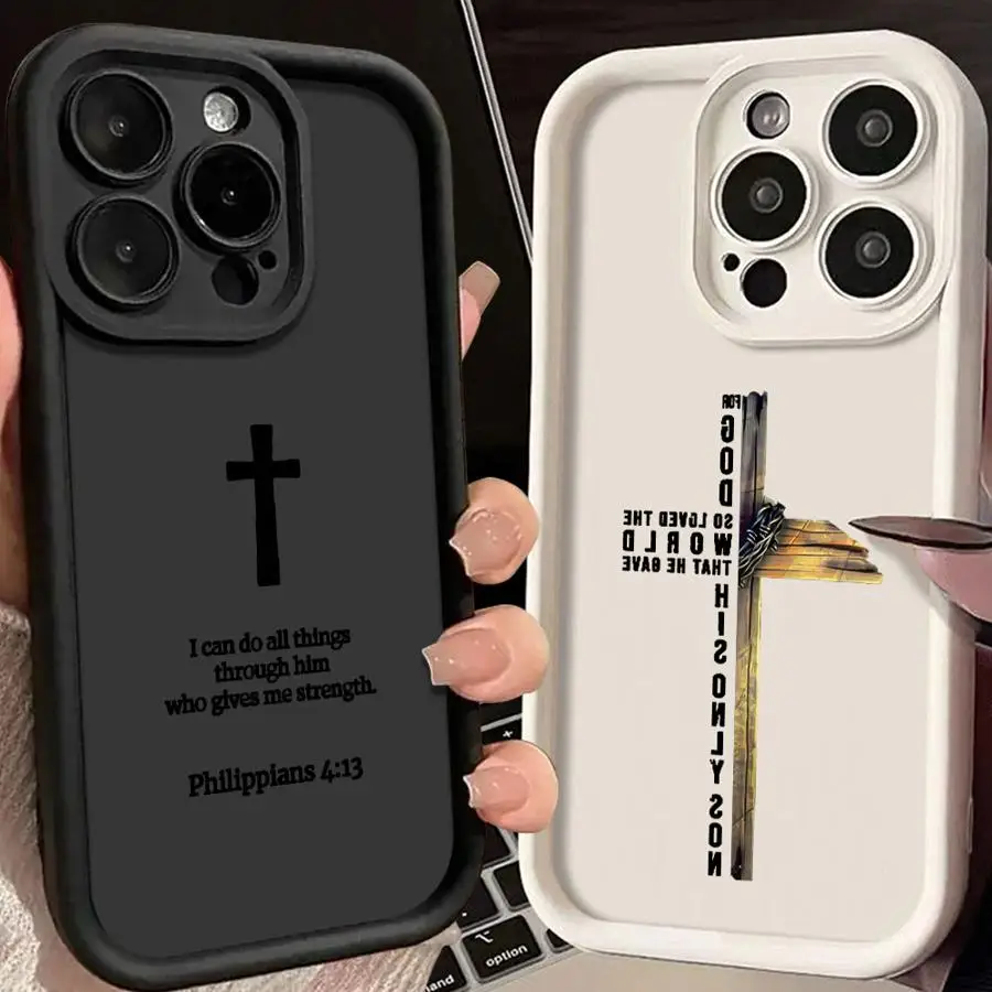 

Simple Christian Cross Phone Cover Case for iPhone 17 Pro Max 16 Air 17Pro 14 11 12 Pro 13 15 Plus