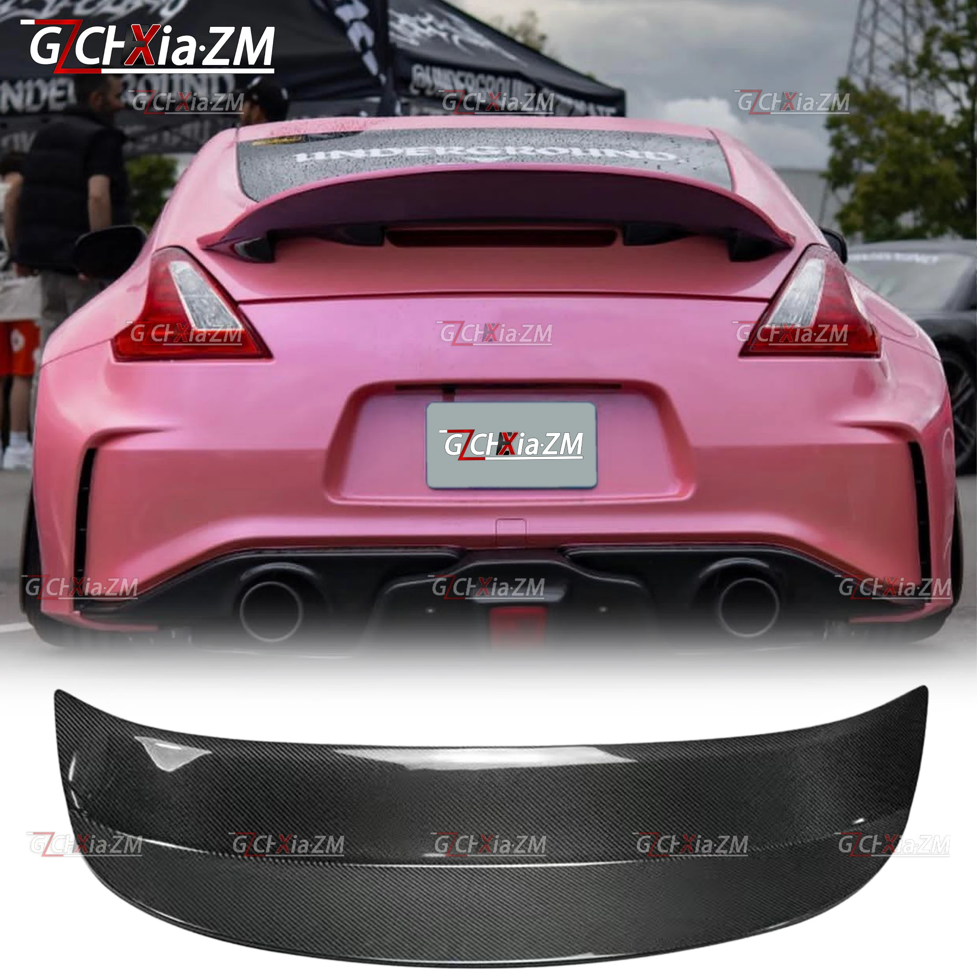 

For 2008-2019 Nissan 370Z Z34 Upgraded AJT Style Rear Spoiler Trunk Cover Carbon Fiber Material Diffuser Wing Aerodynamic Kit