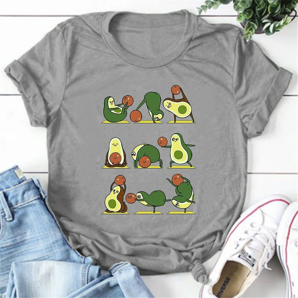 Avocado Yoga Print T Shirt Fans Summer Casual Short Sleeve Tee Cute Loose T Shirts