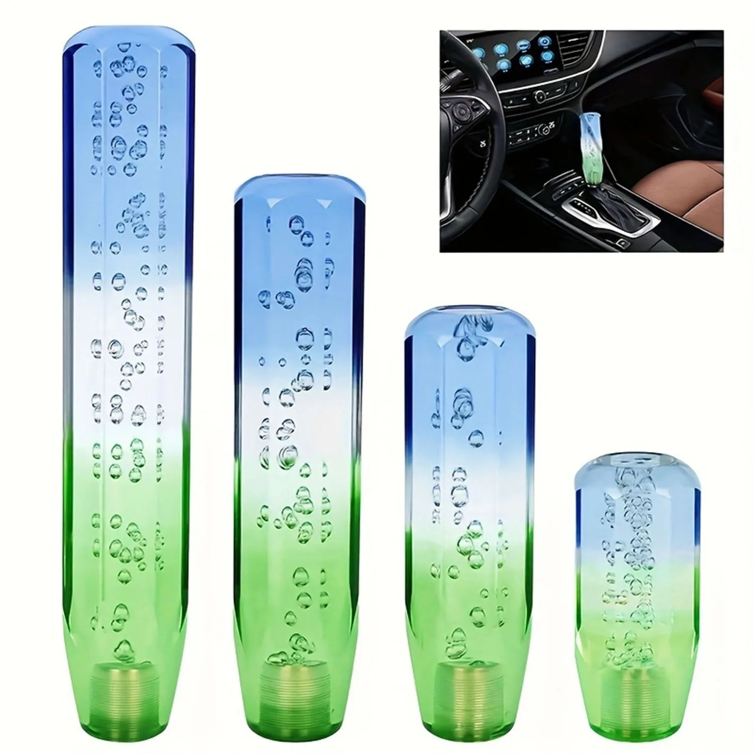 Car manual shift knob, shift lever head, shift knob rod, crystal transparent bubble throwing shift lever 10cm 15cm