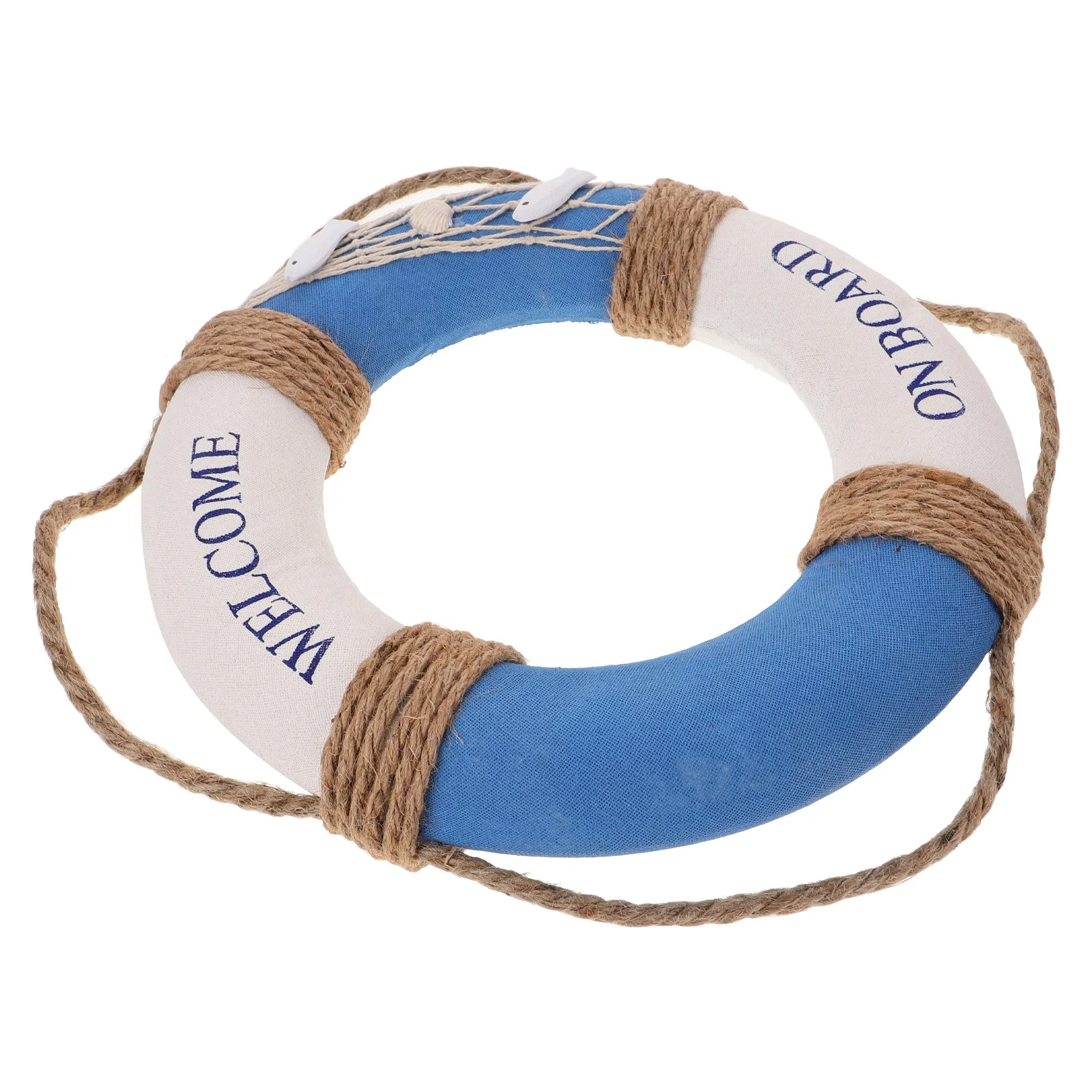 

1Pcs 30cm Blue Fish Hanging Lifebuoy Decoration Mediterranean Style Home Decor for Restaurant Cafe Shop Bar Wall Sign